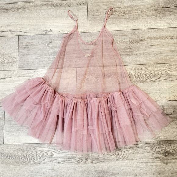 Free People Intimately Push Send Mini Slip Tutu Tulle Dress in Mauve Coquette - Picture 3 of 7